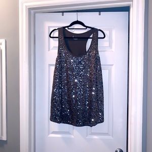 Lane Bryant Gray Sequin Tank Top Plus Size 22/24 Glam Party NYE